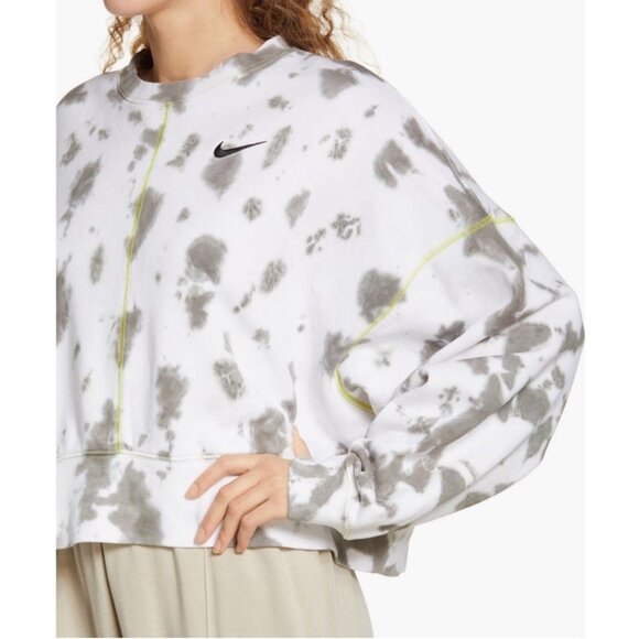 nike womens white gray tie dye Long Sleeve Oversized sweatshirt Medium - Picture 4 of 10